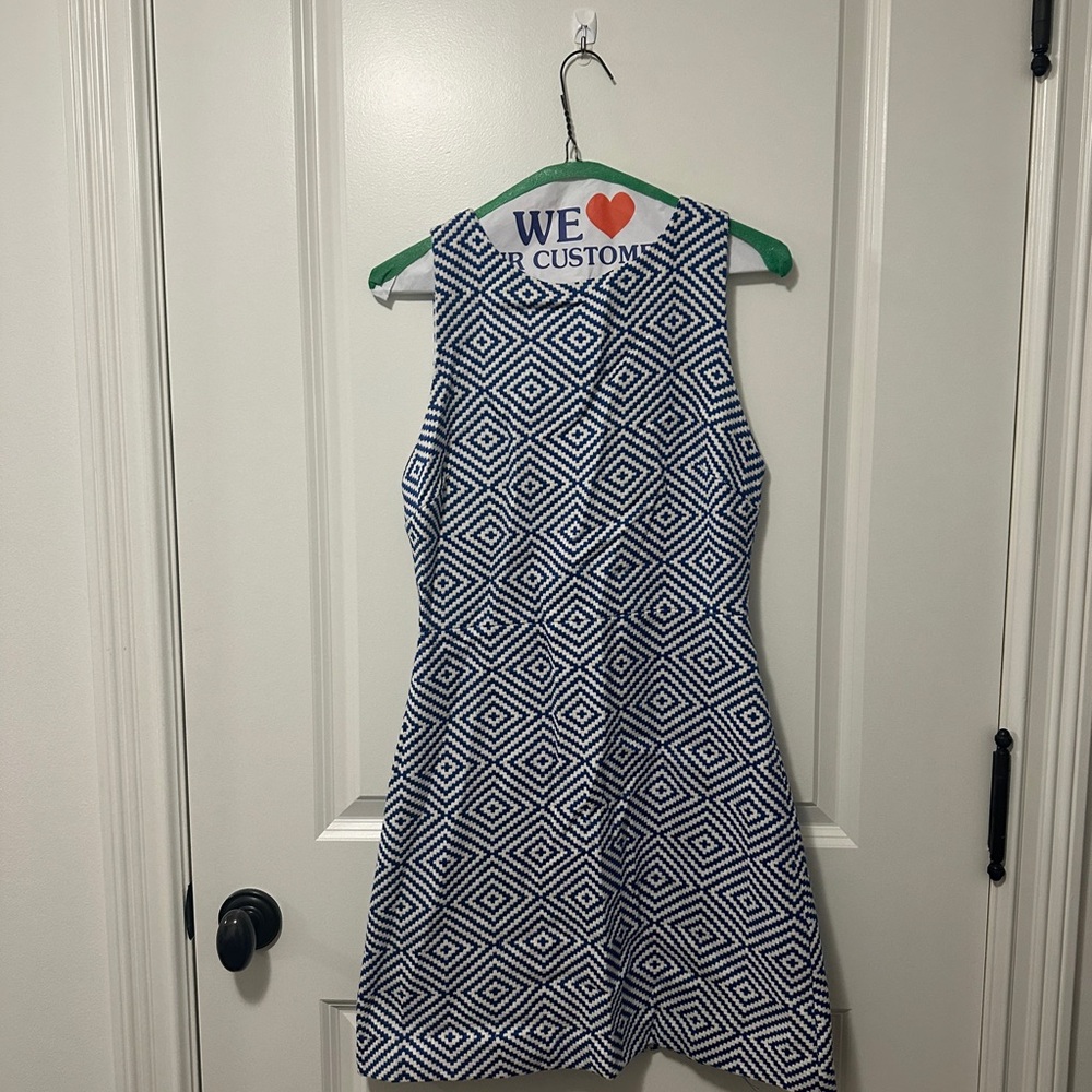 Alice + Olivia Blue and White Patterned Dress